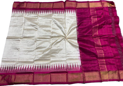 Stunning Off White Pure Silk Pochampalli Ikat Dupatta - Luxurion World