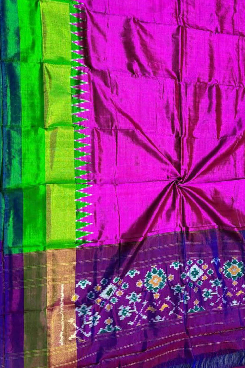 Exquisite Purple Pure Silk Pochampalli Ikat Dupatta - Luxurion World