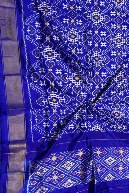 Blue Pure Silk Pochampalli Ikat Dupatta - Luxurion World