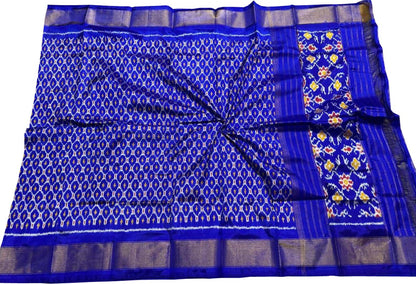 Blue Pure Silk Pochampalli Ikat Dupatta : Elegant and Luxurious - Luxurion World