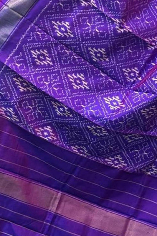 Purple Handloom Pochampally Ikat Pure Silk Dupatta
