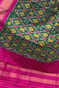 Green Handloom Pochampally Ikat Pure Silk Dupatta - Luxurion World