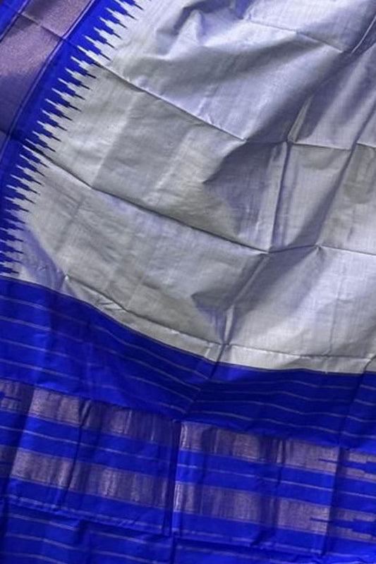 Elegant Grey Handloom Pochampally Ikat Pure Silk Dupatta - Luxurion World