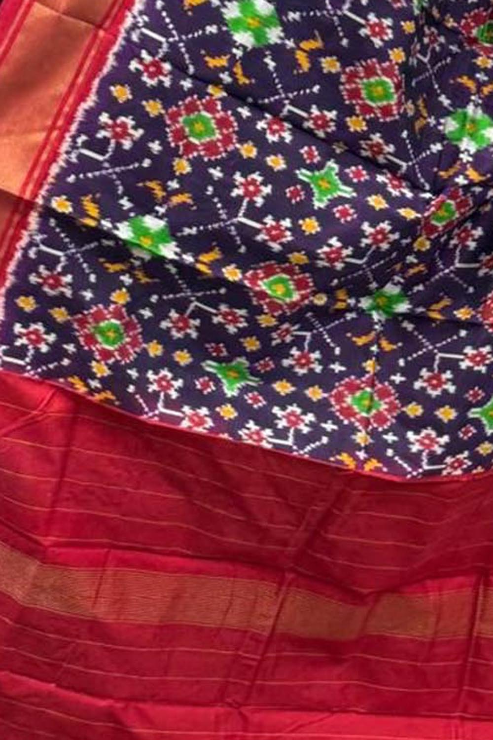 Blue Handloom Pochampally Ikat Pure Silk Dupatta - Luxurion World