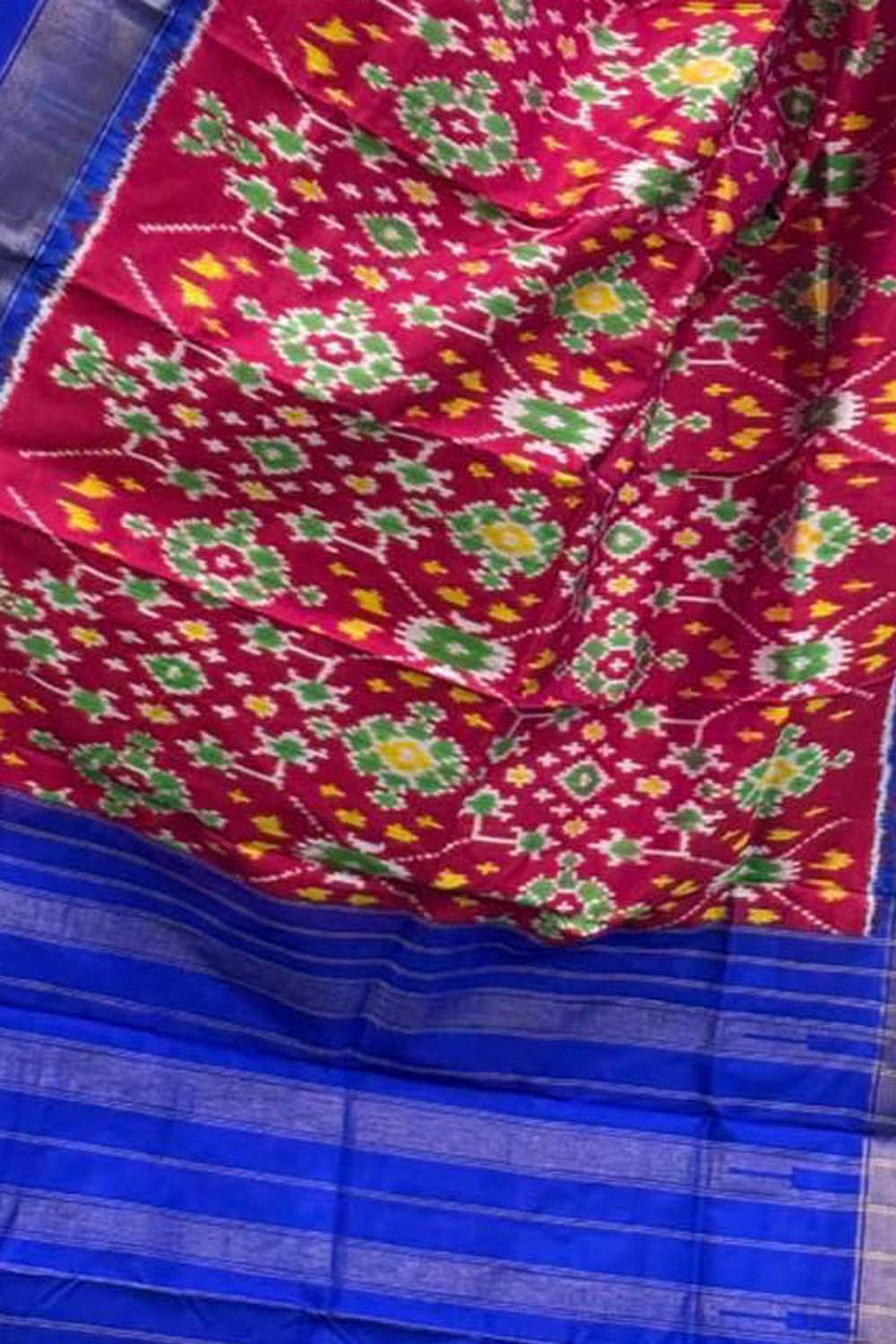 Pink Handloom Pochampally Ikat Pure Silk Dupatta - Luxurion World