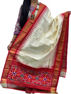 Pastel Handloom Pochampally Ikat Pure Silk Dupatta - Luxurion World