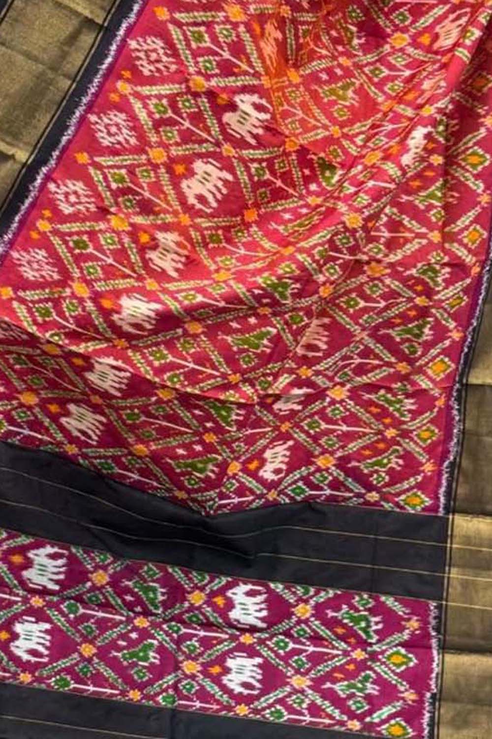 Multicolor Handloom Pochampally Ikat Pure Silk Dupatta - Luxurion World