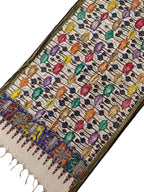 Multicolor Kalamkari Hand Painted Mangalgiri Cotton Dupatta - Luxurion World