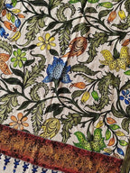 Multicolor Kalamkari Hand Painted Mangalgiri Cotton Dupatta - Luxurion World