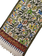 Multicolor Kalamkari Hand Painted Mangalgiri Cotton Dupatta - Luxurion World
