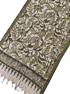 Green Kalamkari Hand Painted Mangalgiri Cotton Dupatta - Luxurion World