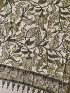 Green Kalamkari Hand Painted Mangalgiri Cotton Dupatta - Luxurion World