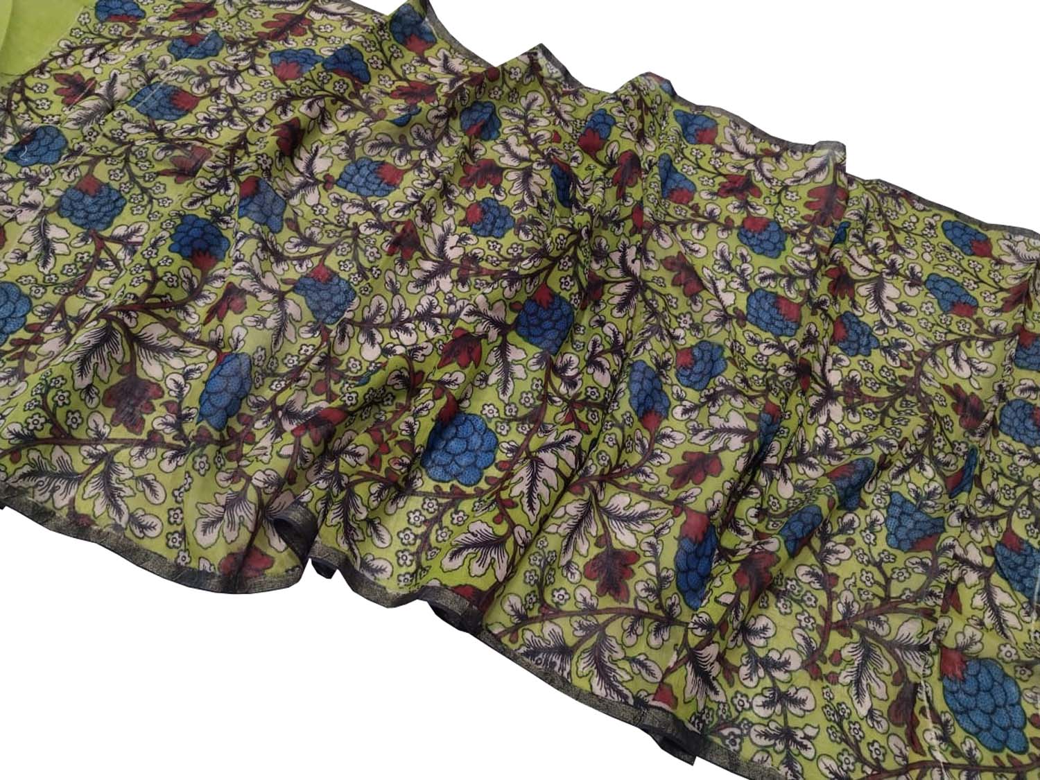 Vibrant Kalamkari Hand Painted Silk Dupatta - Luxurion World