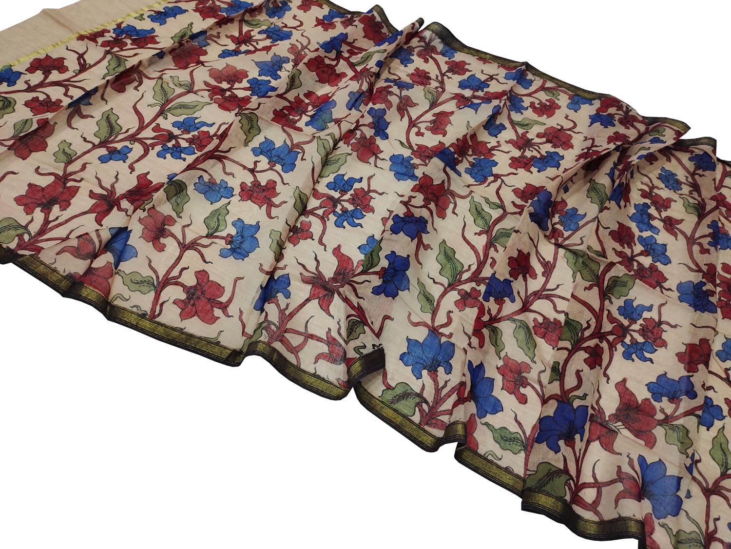 Vibrant Kalamkari Hand Painted Silk Dupatta - Luxurion World