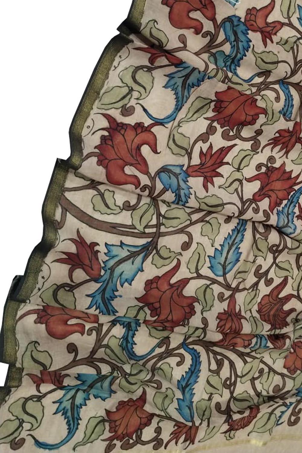 Vibrant Kalamkari Hand Painted Silk Dupatta - Luxurion World