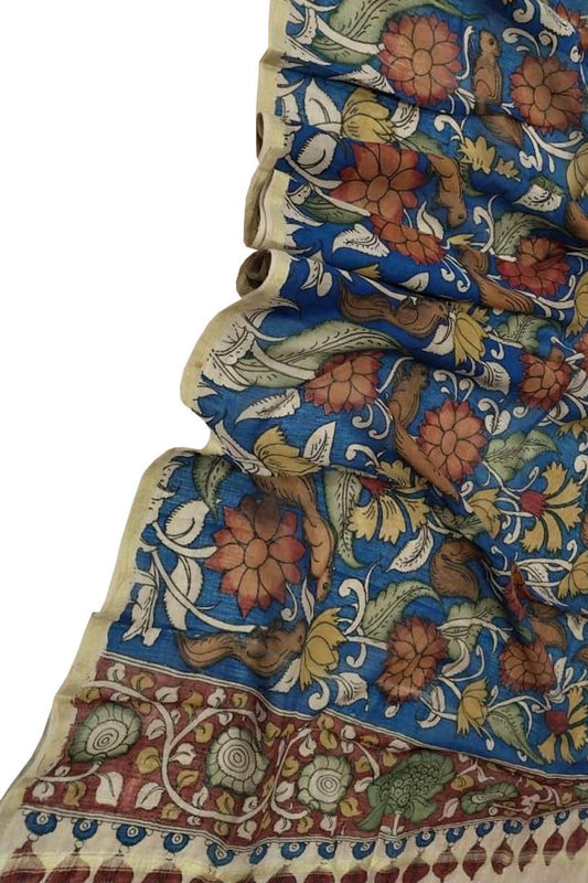 Vibrant Kalamkari Hand Painted Silk Dupatta - Luxurion World