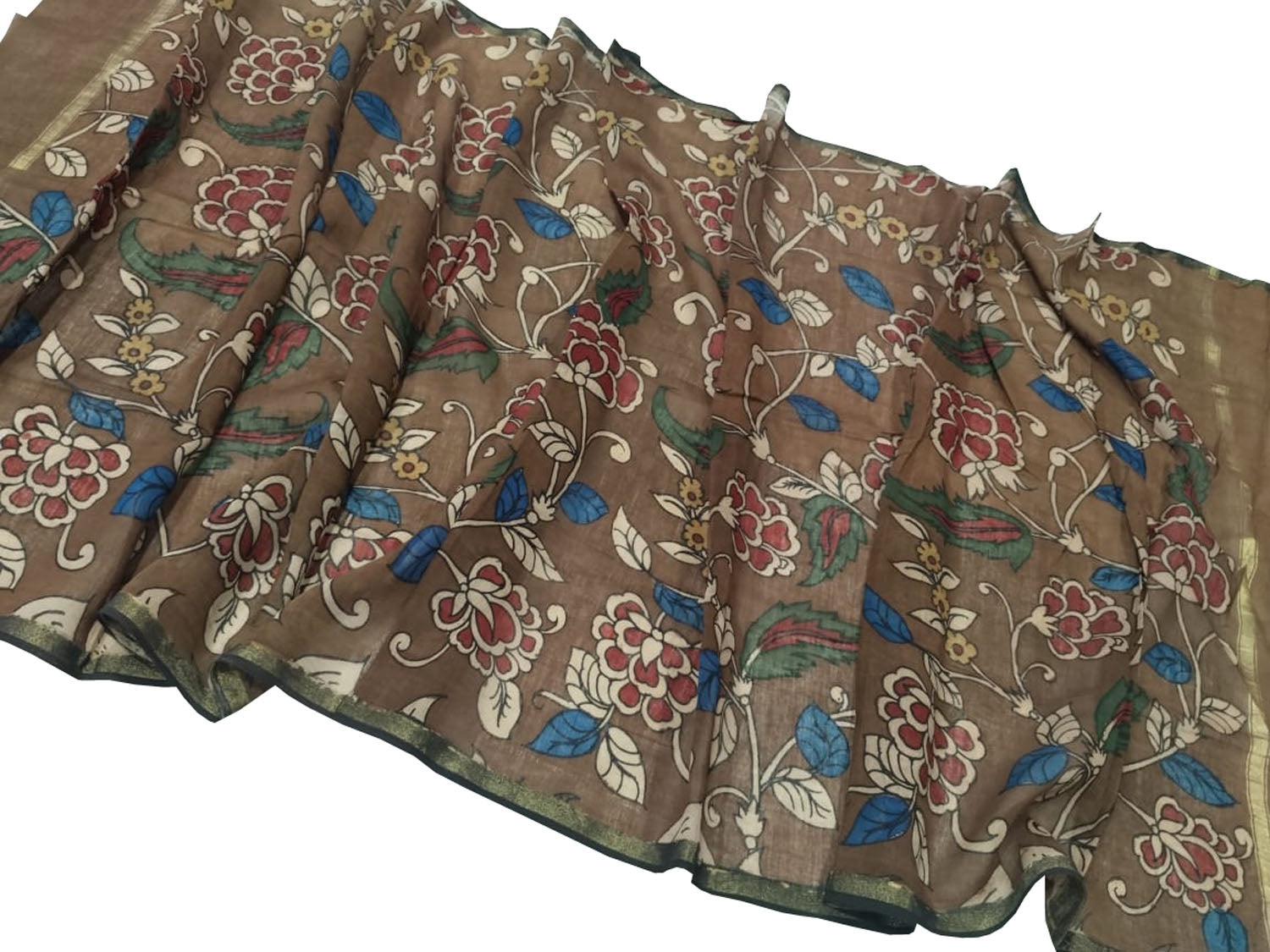 Vibrant Kalamkari Hand Painted Silk Dupatta - Luxurion World