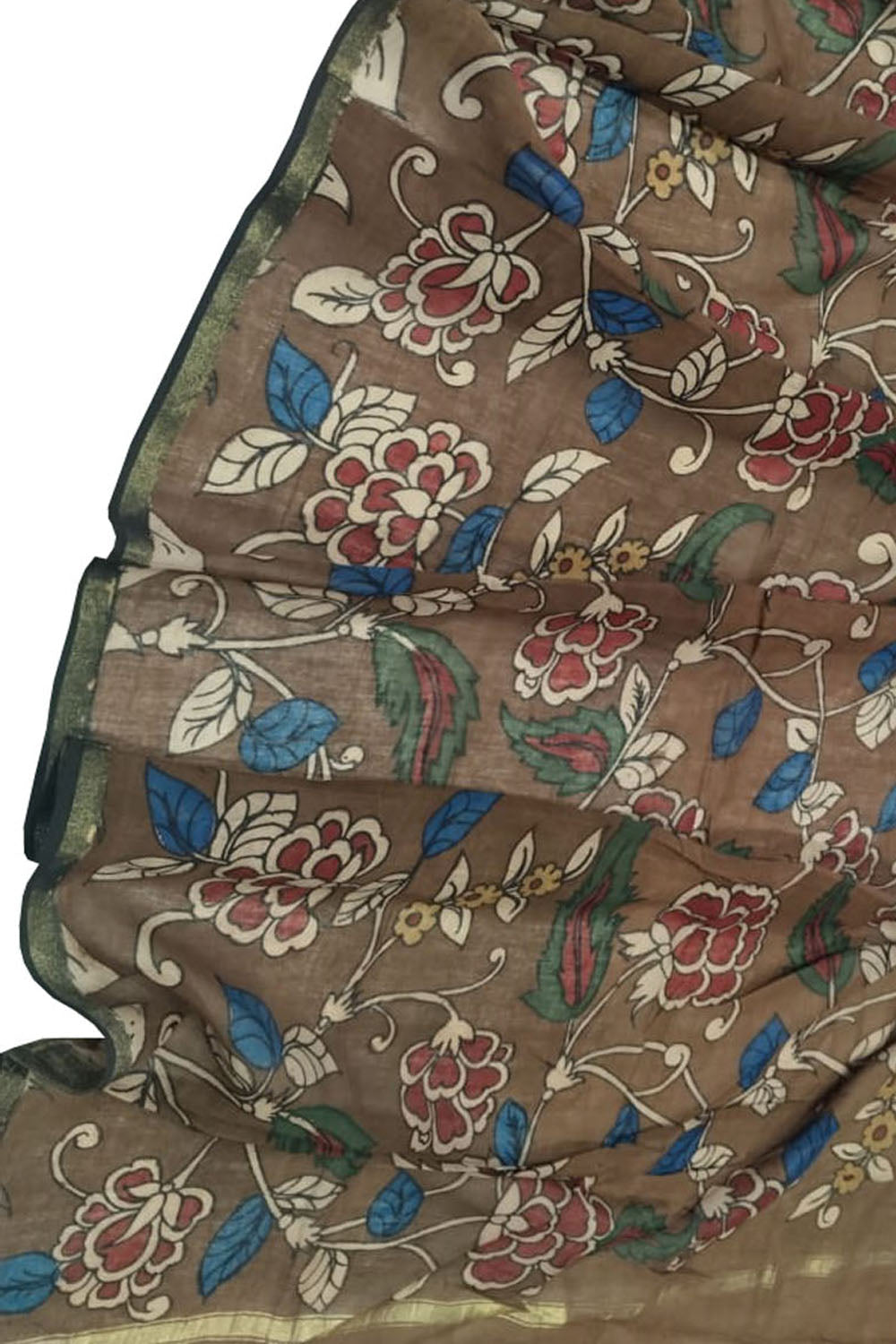 Vibrant Kalamkari Hand Painted Silk Dupatta - Luxurion World