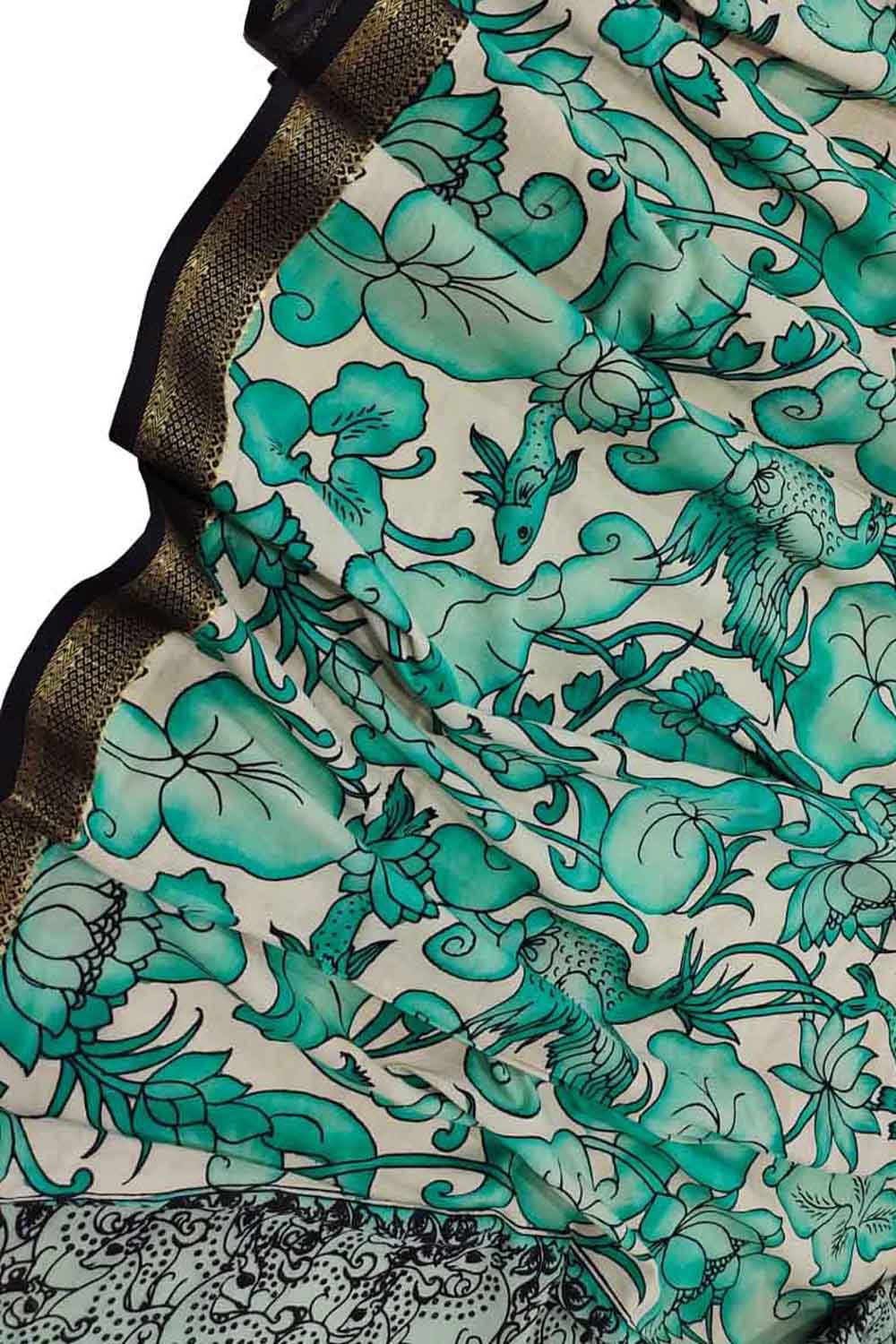 Pastel Kalamkari Hand Painted Cotton Dupatta - Luxurion World