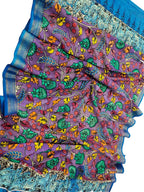 Exquisite Purple Kalamkari Hand Painted Cotton Dupatta - Luxurion World