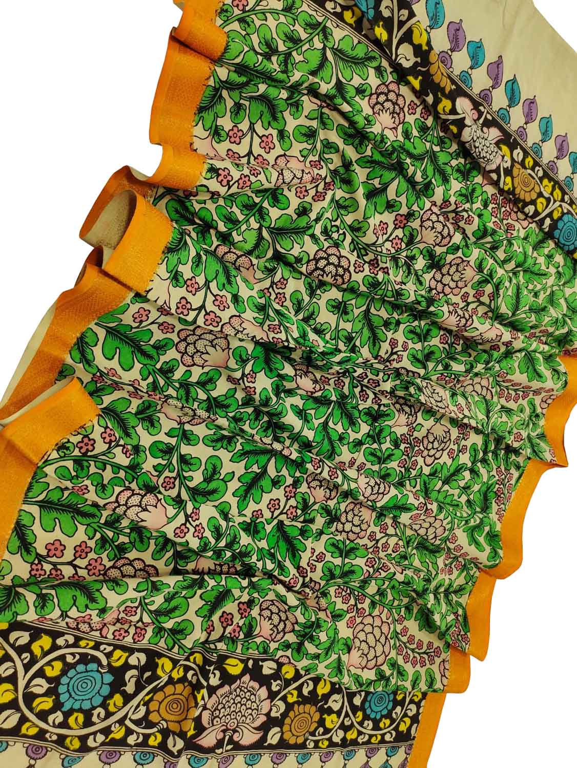 Pastel Kalamkari Hand Painted Cotton Dupatta - Luxurion World