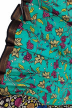 Blue Kalamkari Hand Painted Cotton Dupatta - Luxurion World