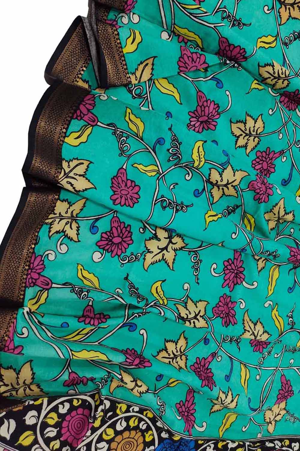 Blue Kalamkari Hand Painted Cotton Dupatta - Luxurion World