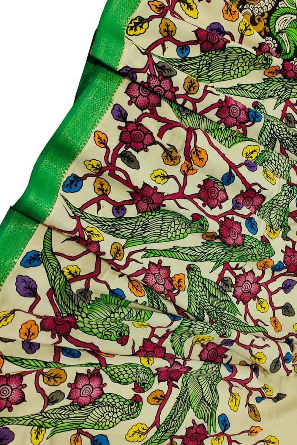 Pastel Kalamkari Hand Painted Cotton Dupatta - Luxurion World