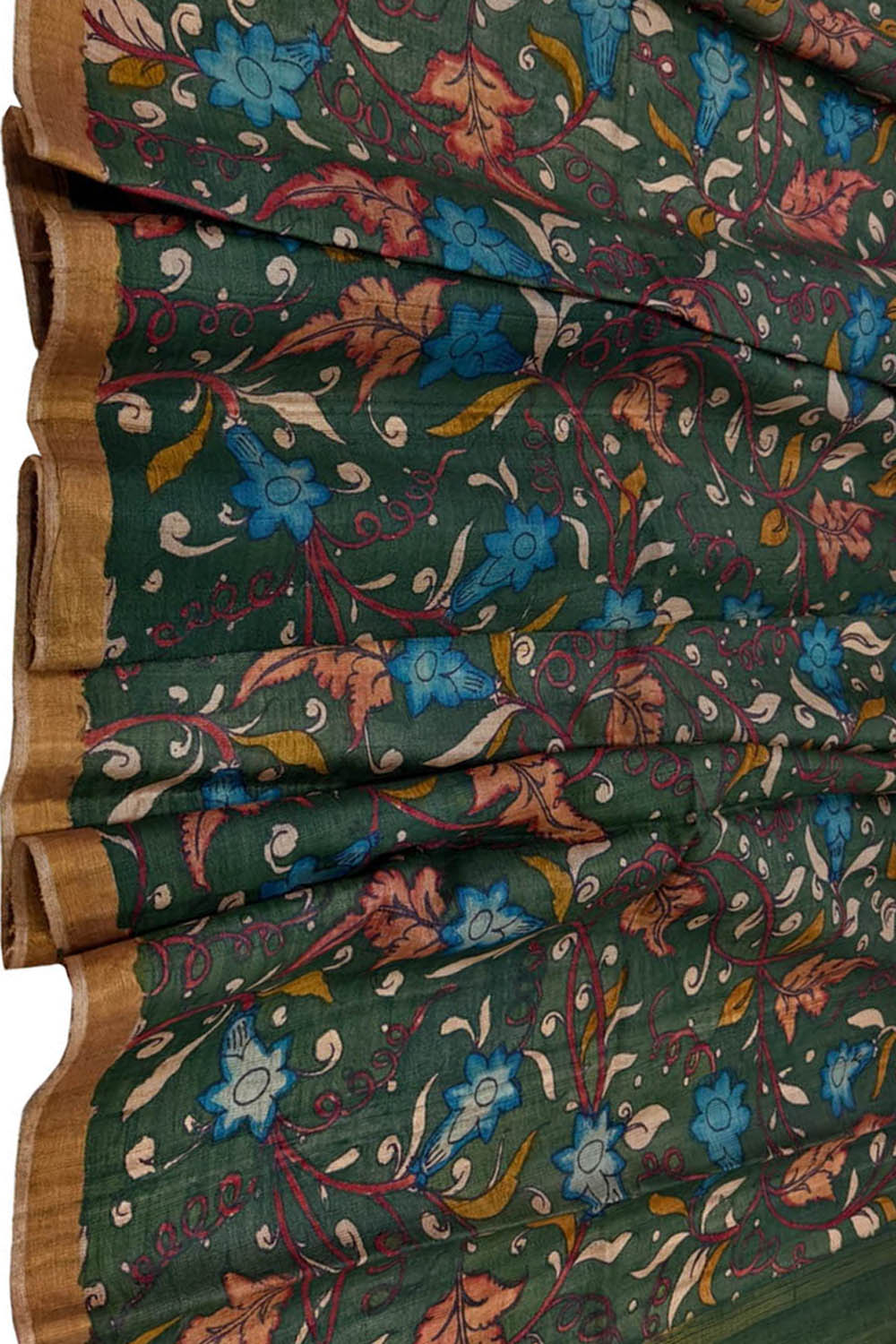 Hand Painted Tussar Silk Kalamkari Dupatta - Luxurion World