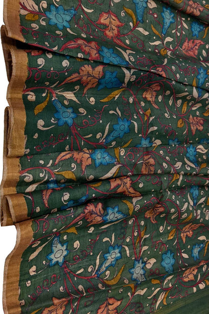 Hand Painted Tussar Silk Kalamkari Dupatta - Luxurion World