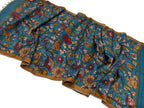 Blue Tussar Silk Kalamkari Dupatta - Hand Painted Beauty - Luxurion World