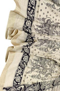 Black And White Hand Painted Kalamkari Pure Bangalore Silk Dupatta - Luxurion World