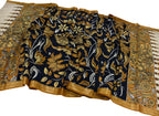 Black Hand Painted Kalamkari Pure Bangalore Silk Dupatta - Luxurion World
