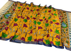 Yellow Hand Painted Kalamkari Pure Bangalore Silk Flower Design Dupatta - Luxurion World