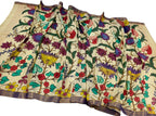 Pastel Hand Painted Kalamkari Pure Bangalore Silk Flower Design Dupatta - Luxurion World