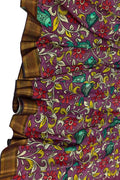 Purple Hand Painted Kalamkari Pure Bangalore Silk Dupatta - Luxurion World