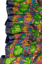 Multicolor Hand Painted Kalamkari Pure Bangalore Silk Dupatta - Luxurion World