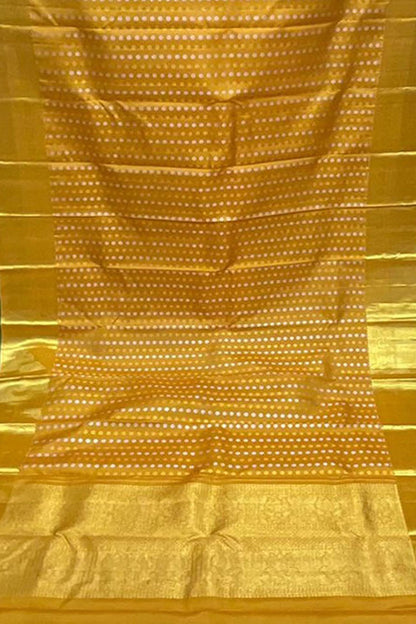 Yellow Kanjeevaram Handloom Pure Silk Dupatta - Luxurion World