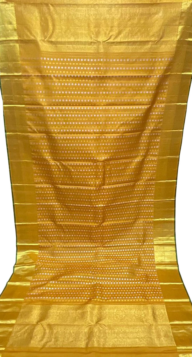 Yellow Kanjeevaram Handloom Pure Silk Dupatta - Luxurion World