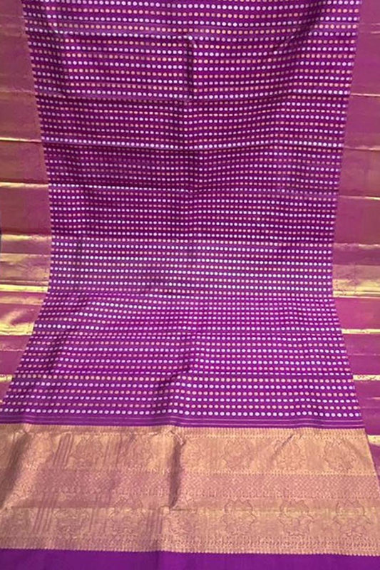 Purple Kanjeevaram Handloom Pure Silk Dupatta - Luxurion World