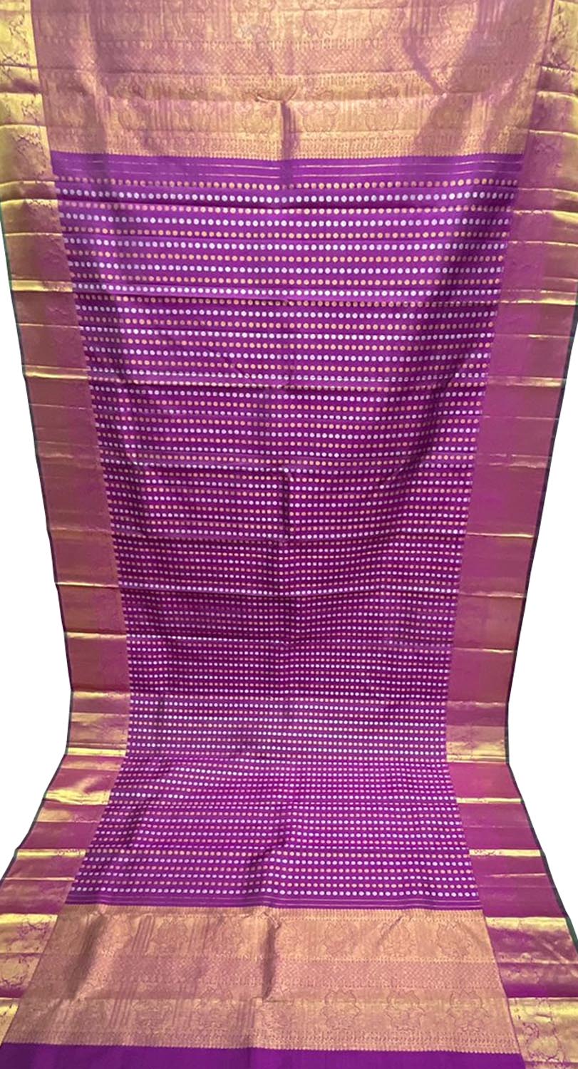 Purple Kanjeevaram Handloom Pure Silk Dupatta - Luxurion World