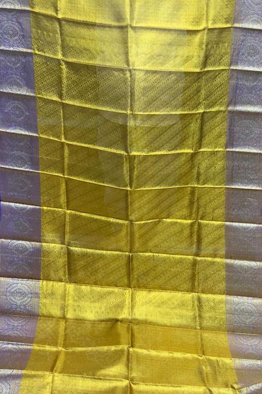 Yellow Kanjeevaram Handloom Pure Silk Dupatta - Luxurion World