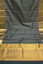 Black Kanjeevaram Handloom Pure Silk Dupatta - Luxurion World