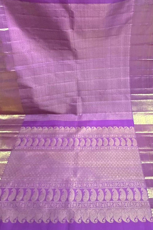 Purple Kanjeevaram Handloom Pure Silk Dupatta - Luxurion World