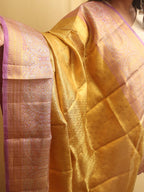 Golden Kanjeevaram Handloom Pure Tissue Silk Dupatta - Luxurion World