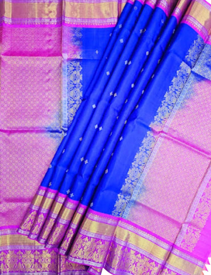 Blue Kanjeevaram Handloom Silk Dupatta - Pure Elegance - Luxurion World