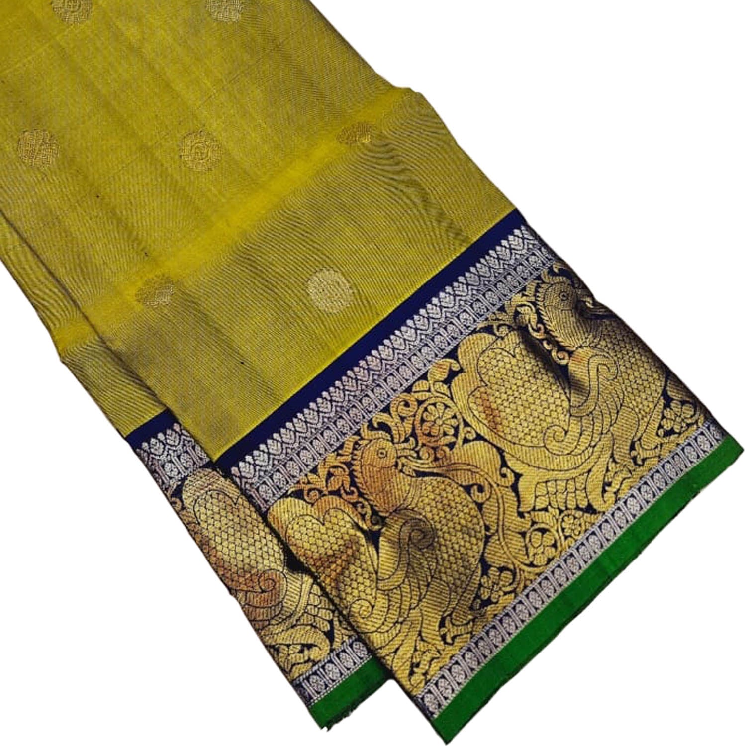 Green Kanjeevaram Silk Dupatta - Handloom Pure Elegance - Luxurion World