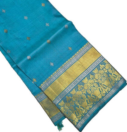 Blue Kanjeevaram Silk Dupatta: Handloom Elegance - Luxurion World