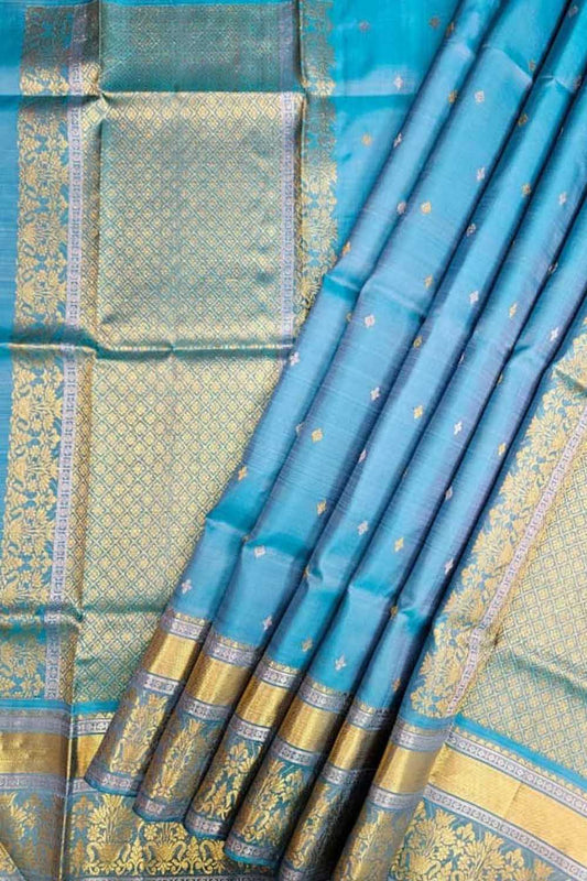 Blue Kanjeevaram Silk Dupatta: Handloom Elegance