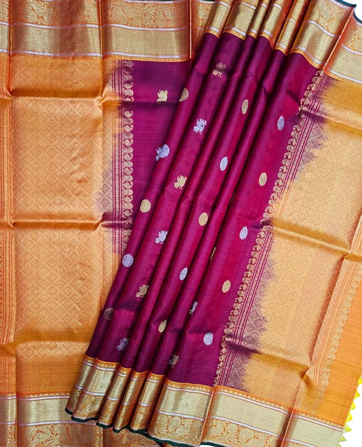Maroon Kanjeevaram Silk Dupatta - Handloom Pure Elegance - Luxurion World